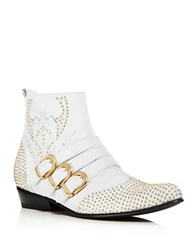 Shop Anine Bing Women's Penny Studded Leather Ankle Boots In White