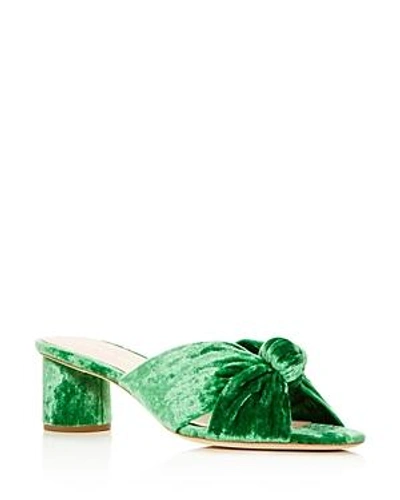 Shop Loeffler Randall Women's Celeste Velvet Knot Mid Heel Slide Sandals In Emerald