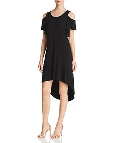 Shop Robert Michaels Cold-shoulder High/low Dress In Black