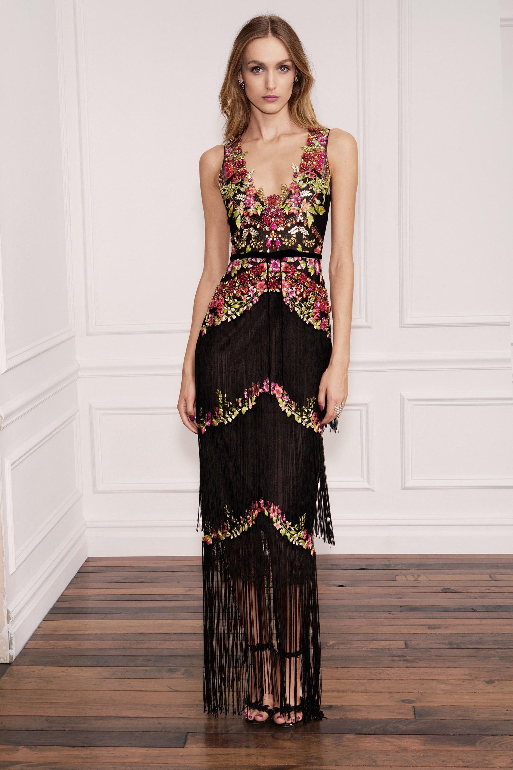marchesa notte fringe gown