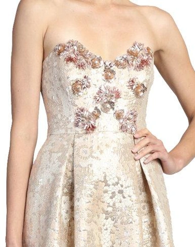 Shop Badgley Mischka Rose Gold Strapless Evening Gown In Rose/gold Multi