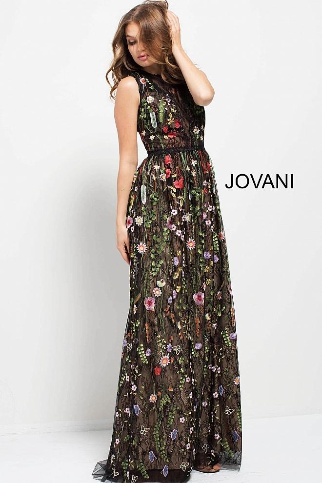 jovani black floral dress