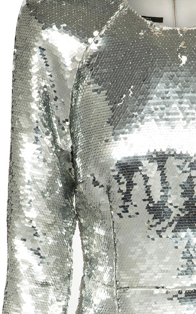 Alex Perry Long Sleeve Silver Sequin Dalston Lady Dress | ModeSens