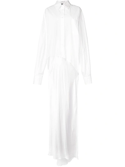 Shop Vera Wang Side Slit Maxi Shirt Gown - White