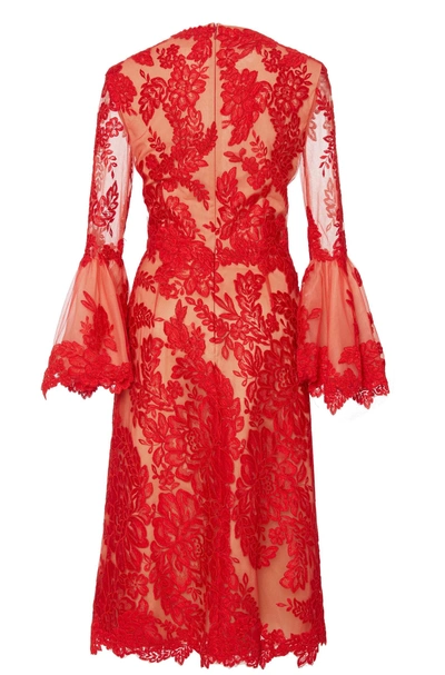 Shop Marchesa Couture Red Bell Sleeve Cocktail Dress