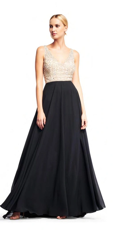 Shop Aidan Mattox Sleeveless Evening Gown In Champagne