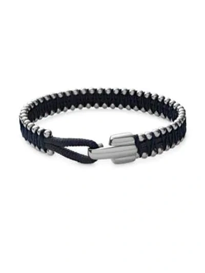 Shop Miansai Turner Sterling Silver Rope Bracelet In Solid Navy
