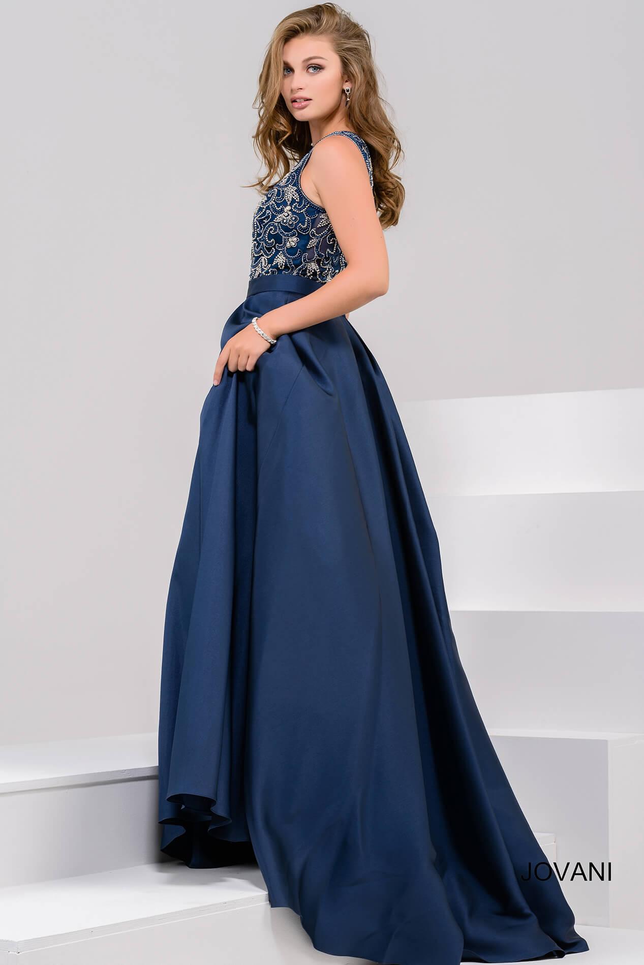jovani navy blue evening gown