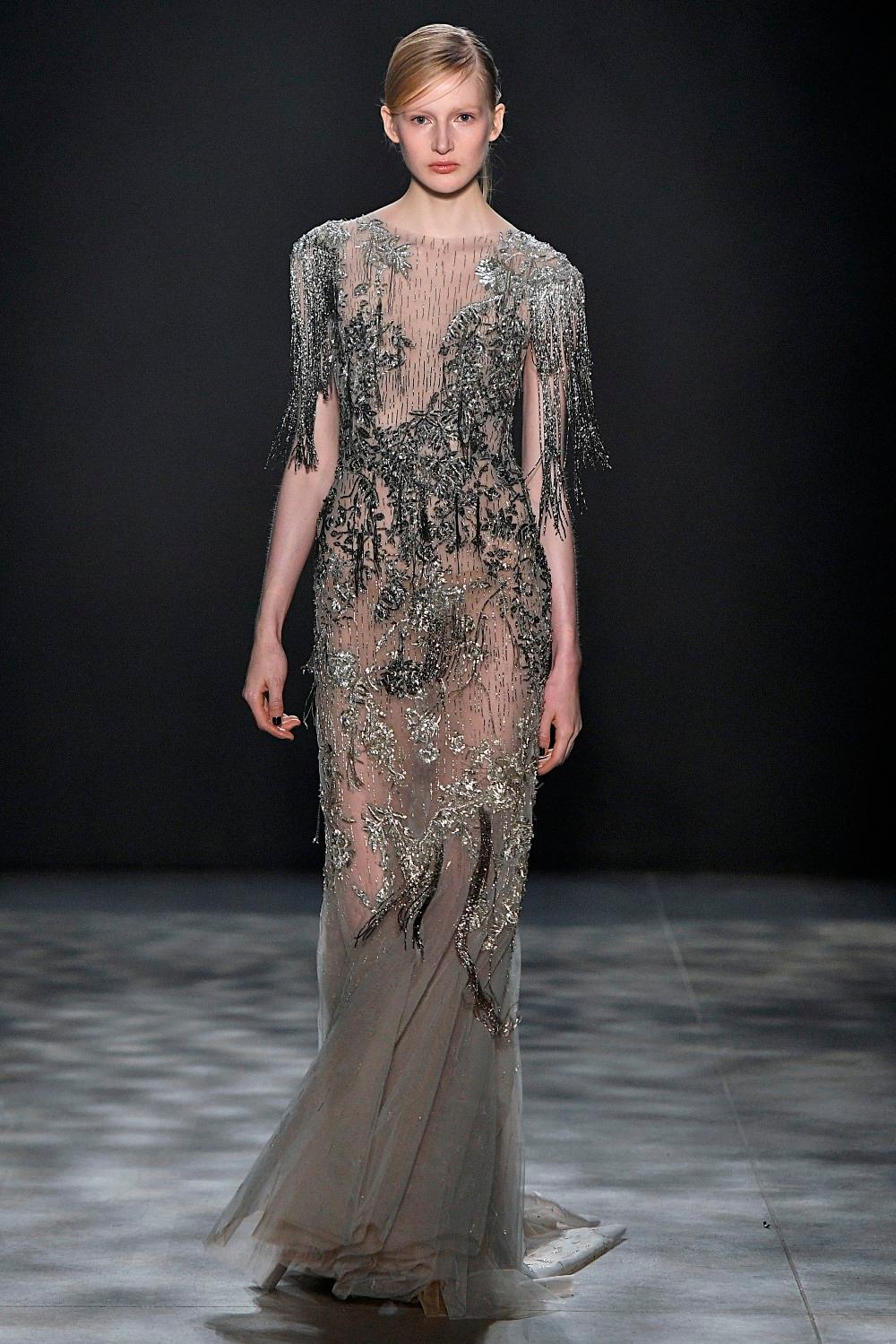 beaded fringe evening gowns