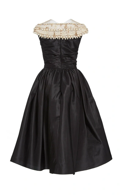 Shop Marchesa Couture Black Embroidered Silk Taffeta Cocktail Dress