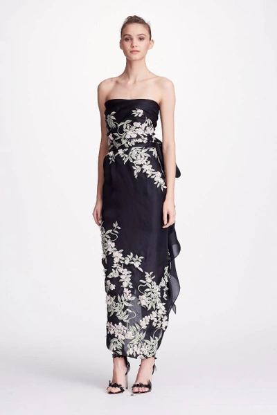 Shop Marchesa Couture Strapless Black Satin Faced Organza Gown