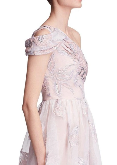 Shop Marchesa Notte Pink One Shoulder Fils Coupe Gown In Blush