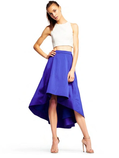 Shop Aidan Mattox Aidan By  Sleeveless High-low Dress In Ivory/cobalt