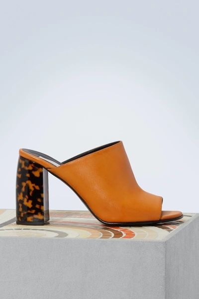 Shop Stella Mccartney Heel Mules In 9802 - Biscuit