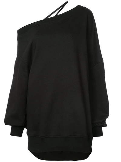 Shop Vera Wang Off Shoulder Oversize Sweatshirt - Black