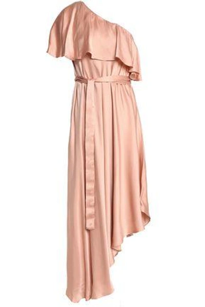 Shop Zimmermann Woman One-shoulder Ruffled Silk Midi Dress Blush