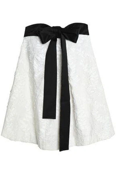 Shop Zimmermann Woman Strapless Bow-detailed Embroidered Linen-gauze Mini Dress White