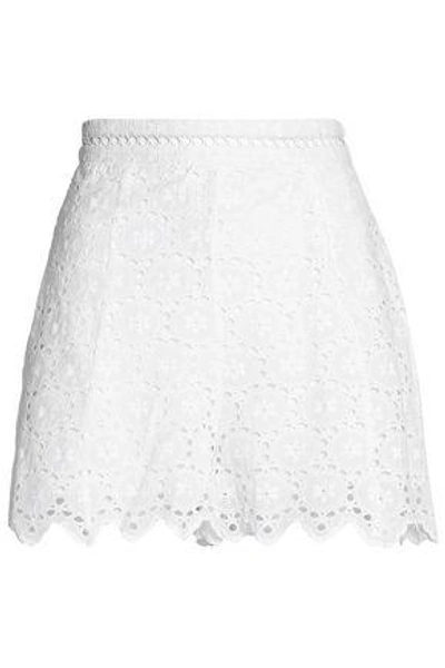 Shop Zimmermann Scalloped Broderie Anglaise Cotton Shorts In White