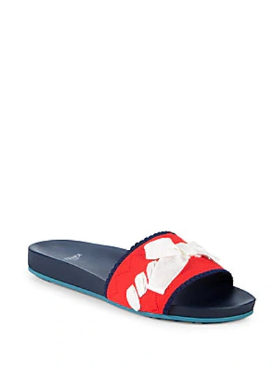 Shop Fendi Bow Slide Sandals In Red
