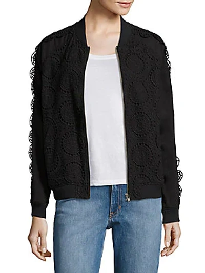 Shop Opening Ceremony Broderie Anglaise Cotton Bomber Jacket In Black