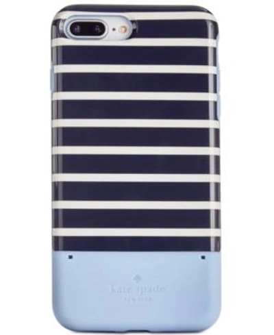Shop Kate Spade New York Striped Credit Card Iphone 8 Plus Case In Blue Multi