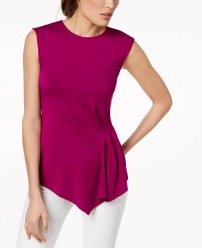 Shop Vince Camuto Pleated Asymmetrical Top In Fuchsia Fury