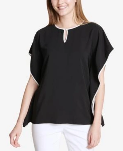 Shop Calvin Klein Colorblocked Caftan Top In Black