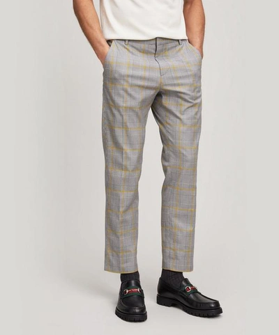 Shop Wooyoungmi Grey Check Trousers In White