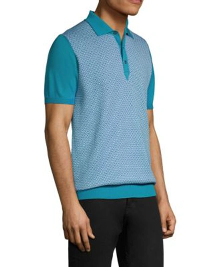 Shop Larusmiani Geometric Wool Polo In Blue