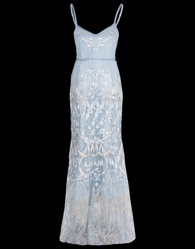 Shop Marchesa Notte Embroidered Gown In Lt-blue