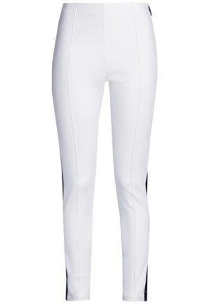 Shop Msgm Stretch-jersey Leggings In White