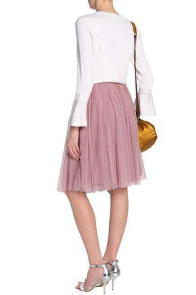 Shop Needle & Thread Woman Satin-trimmed Pleated Tulle Skirt Antique Rose