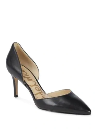 Shop Sam Edelman Telsa Leather Dorsay Pumps In Black