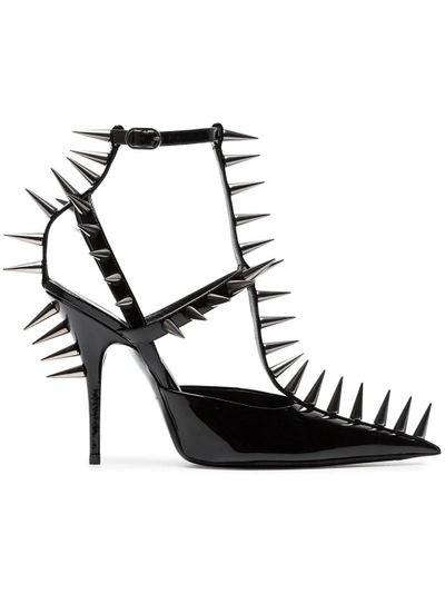 Shop Balenciaga Black Knife 110 Spike Patent Leather Pumps