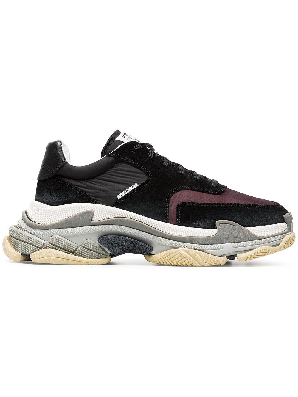 balenciaga triple s nylon mesh suede and leather sneakers