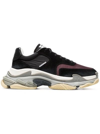 Shop Balenciaga Black And Grey Triple S Sneaker