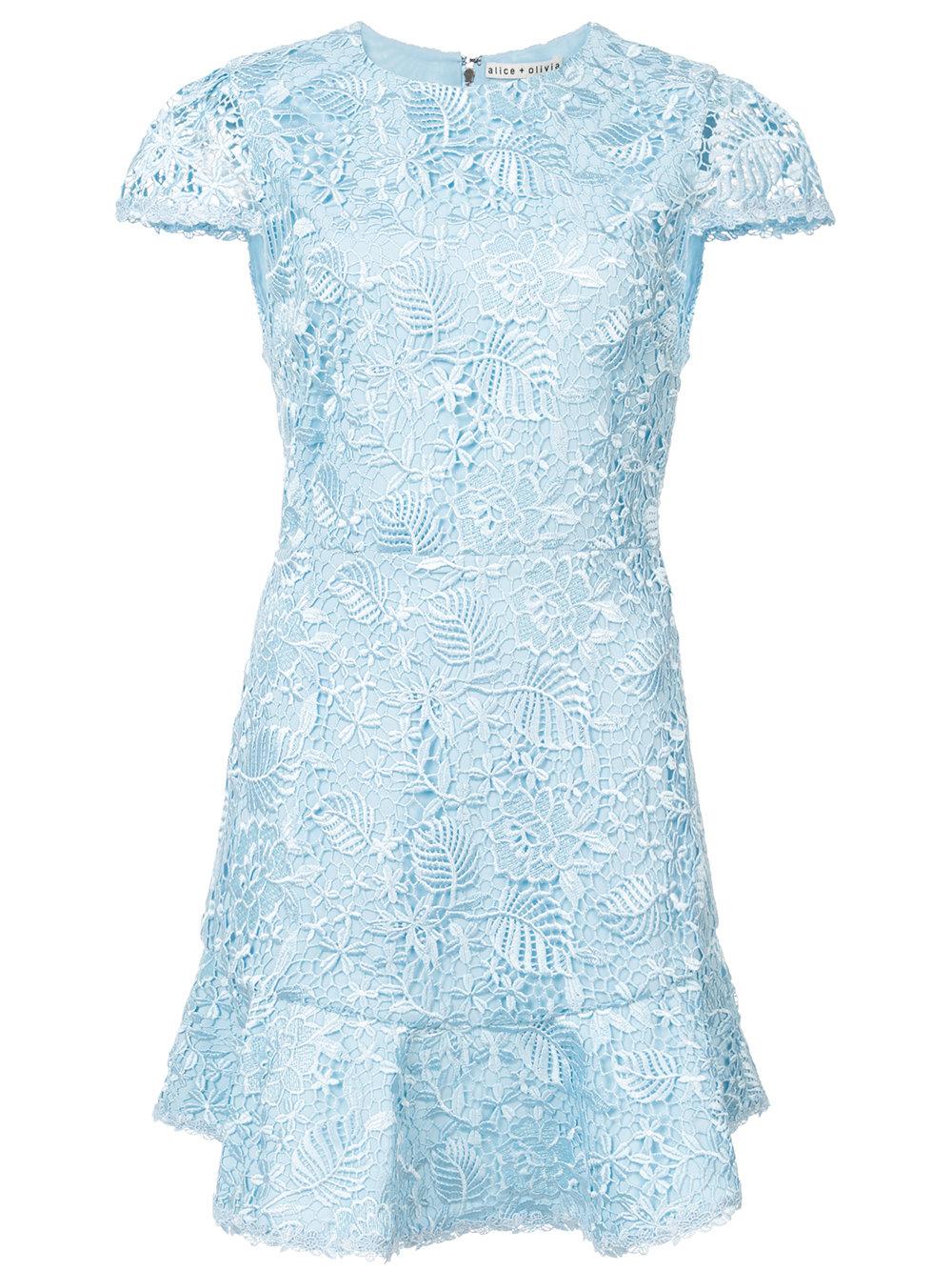alice and olivia blue lace dress