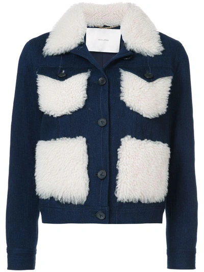 Shop Adam Lippes Shearling-trimmed Denim Jacket - Blue