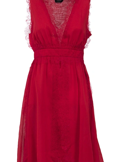 Shop Giambattista Valli Lace Dress In Red