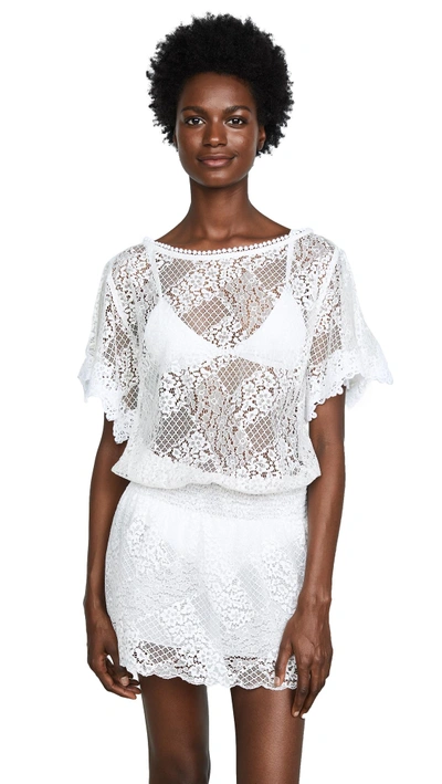 Shop Temptation Positano Bristol Drop Waist Short Sleeve Dress In White