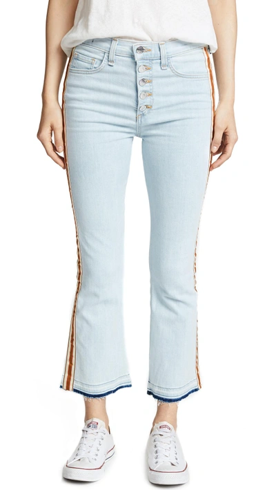 Shop Veronica Beard Jean Carolyn Baby Bootcut Jeans With Fraying In Bleach