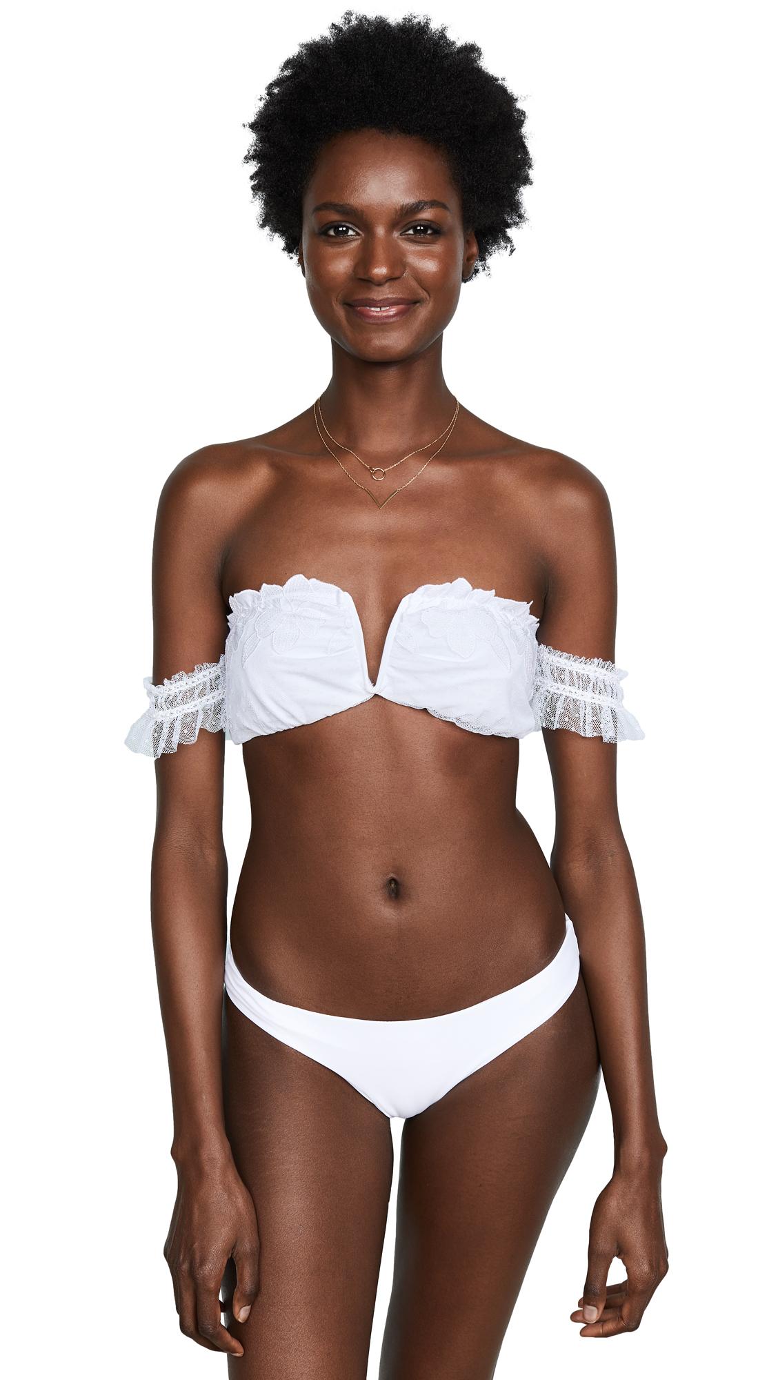 white off the shoulder bikini top
