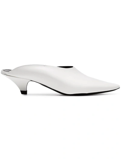 Shop Proenza Schouler White 40 Leather Point Toe Mules