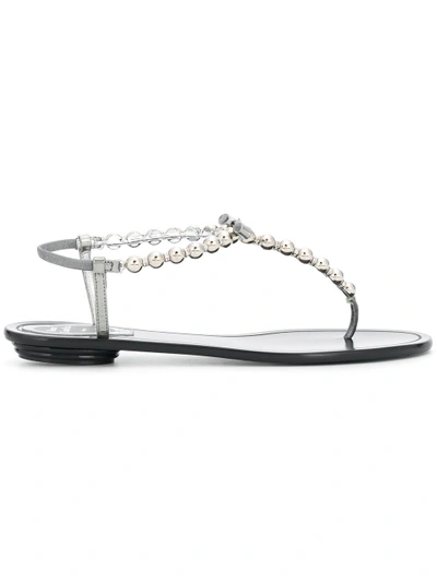 Shop René Caovilla Half Pearl Bead Sandals - Black