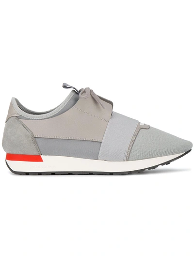 Shop Balenciaga Grey Race Runner Sneakers