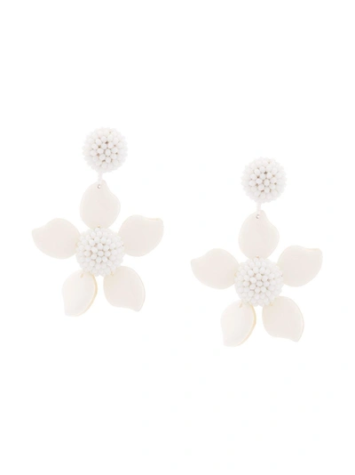 Shop Oscar De La Renta Bold Flower Earrings - White