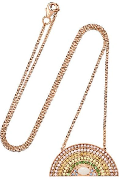 Shop Andrea Fohrman Large Rainbow 18-karat Rose Gold Multi-stone Necklace