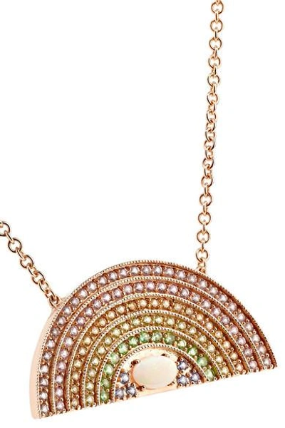 Shop Andrea Fohrman Large Rainbow 18-karat Rose Gold Multi-stone Necklace