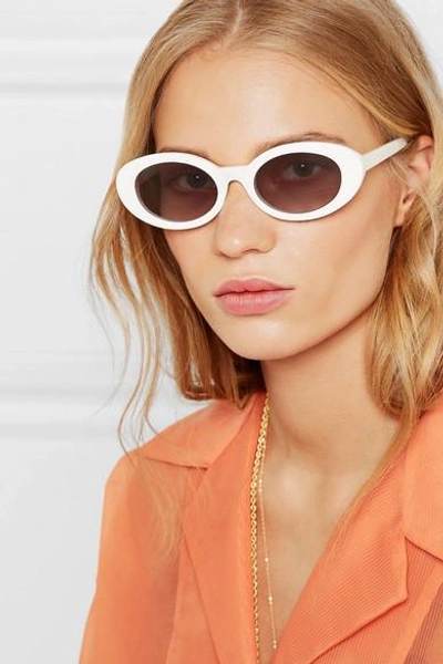 Shop Elizabeth And James Mckinley Oval-frame Acetate Sunglasses In White