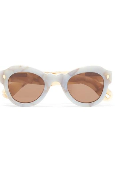 Shop Lucy Folk Fly Away Round-frame Acetate Sunglasses In Blue